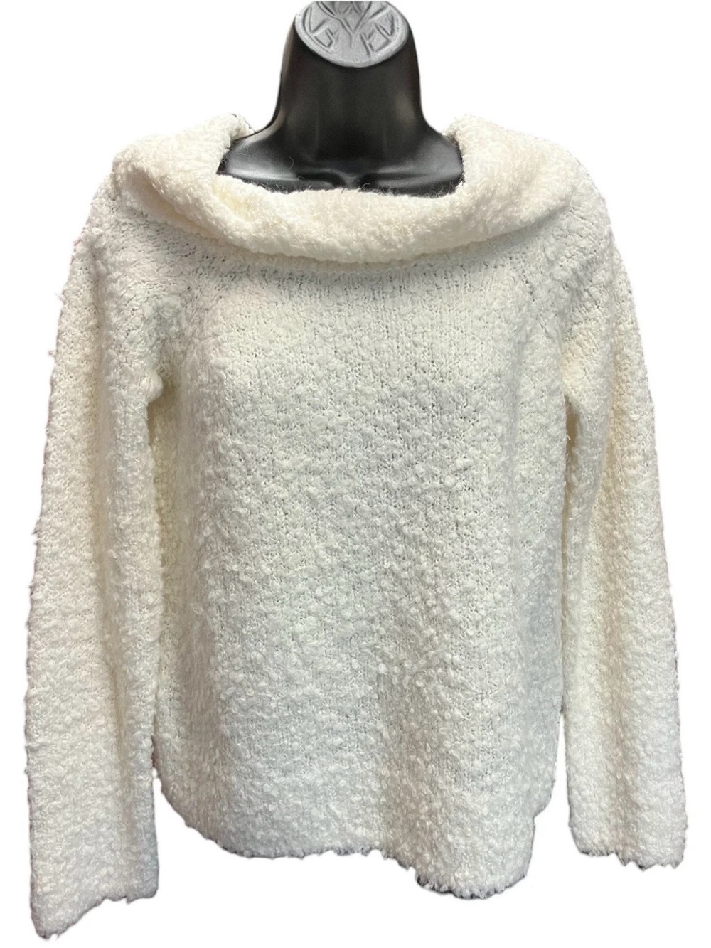Cinq À Sept Ivory Bouclé Alpaca & Wool-Blend Cowl Neck Sweater Sz XS
